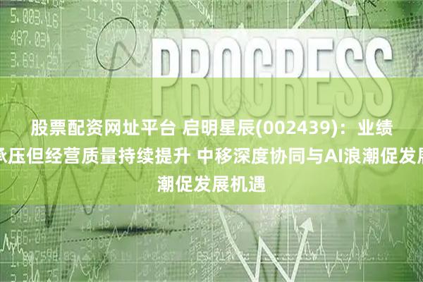 股票配资网址平台 启明星辰(002439)：业绩短期承压但经营质量持续提升 中移深度协同与AI浪潮促发展机遇